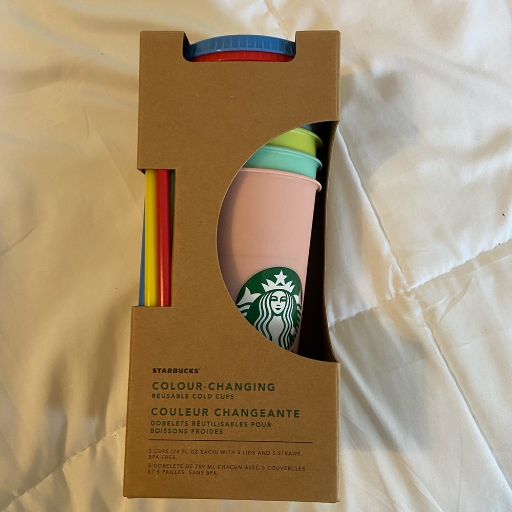 5 pack Starbucks color changing reusable cold cups